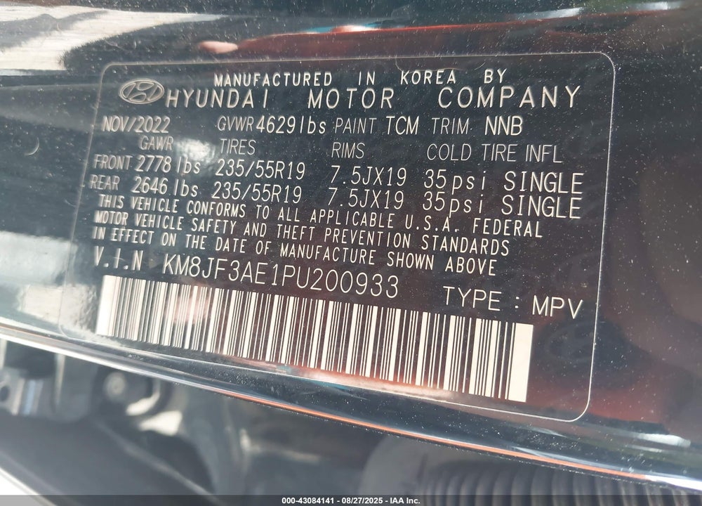 2023 HYUNDAI TUCSON VIN: KM8JF3AE1PU200933