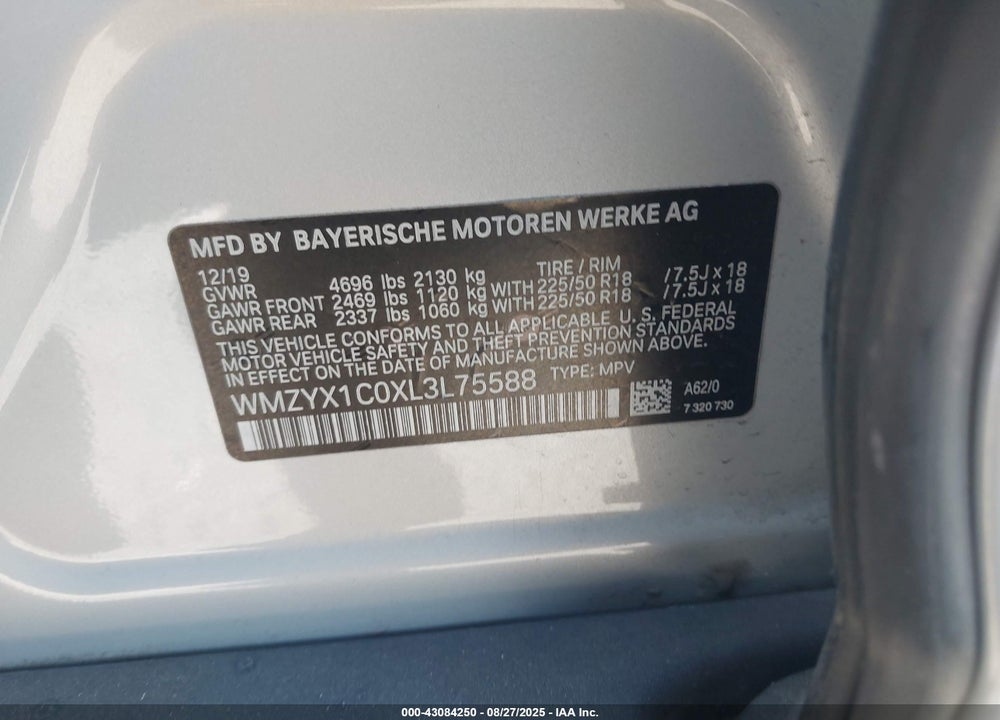2020 MINI COUNTRYMAN VIN: WMZYX1C0XL3L75588