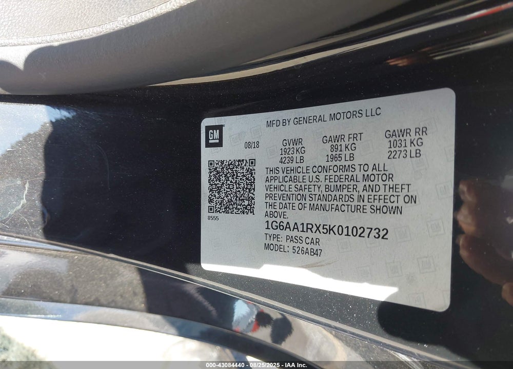 2019 CADILLAC ATS STANDARD VIN: 1G6AA1RX5K0102732
