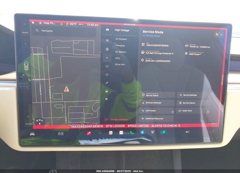 2022 TESLA MODEL X VIN: 7SAXCAE50NF363619