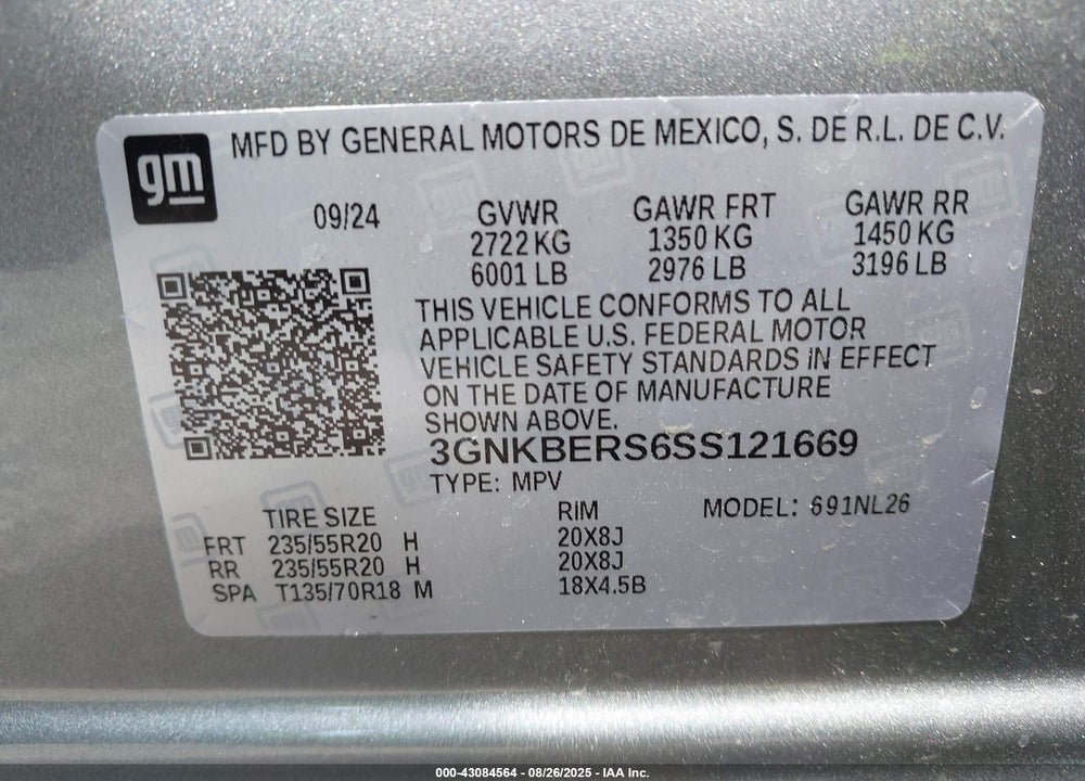 2025 CHEVROLET BLAZER FWD RS VIN: 3GNKBERS6SS121669
