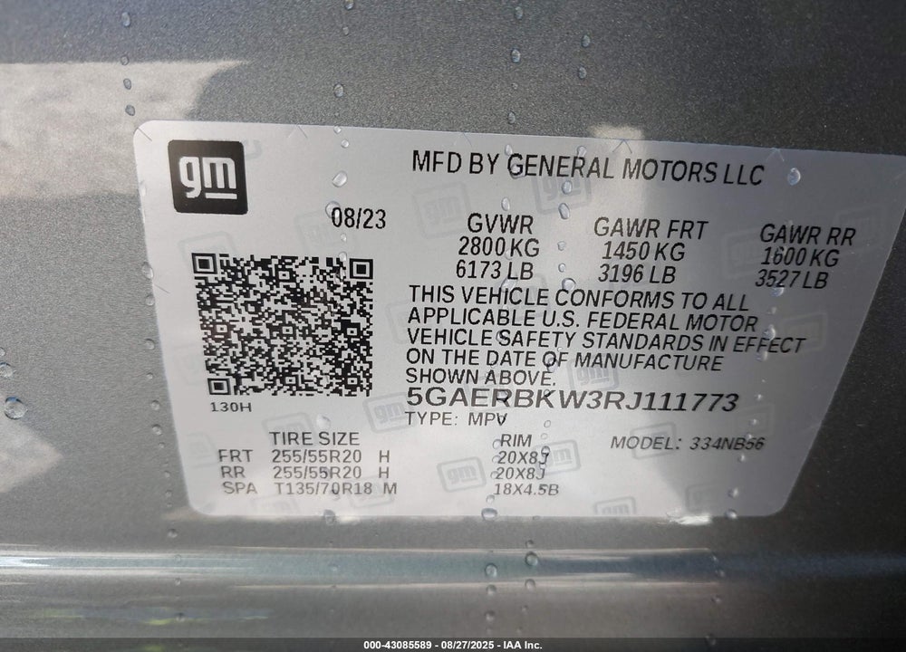 2024 BUICK ENCLAVE ESSENCE FWD VIN: 5GAERBKW3RJ111773