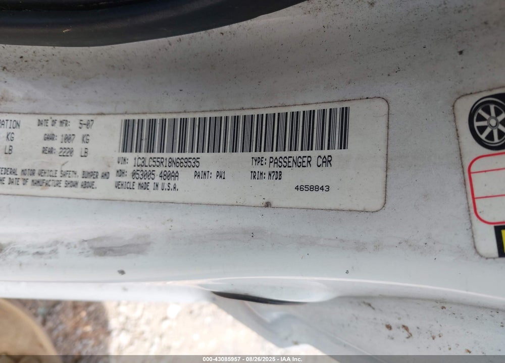 2008 CHRYSLER SEBRING VIN: 1C3LC55R18N669535