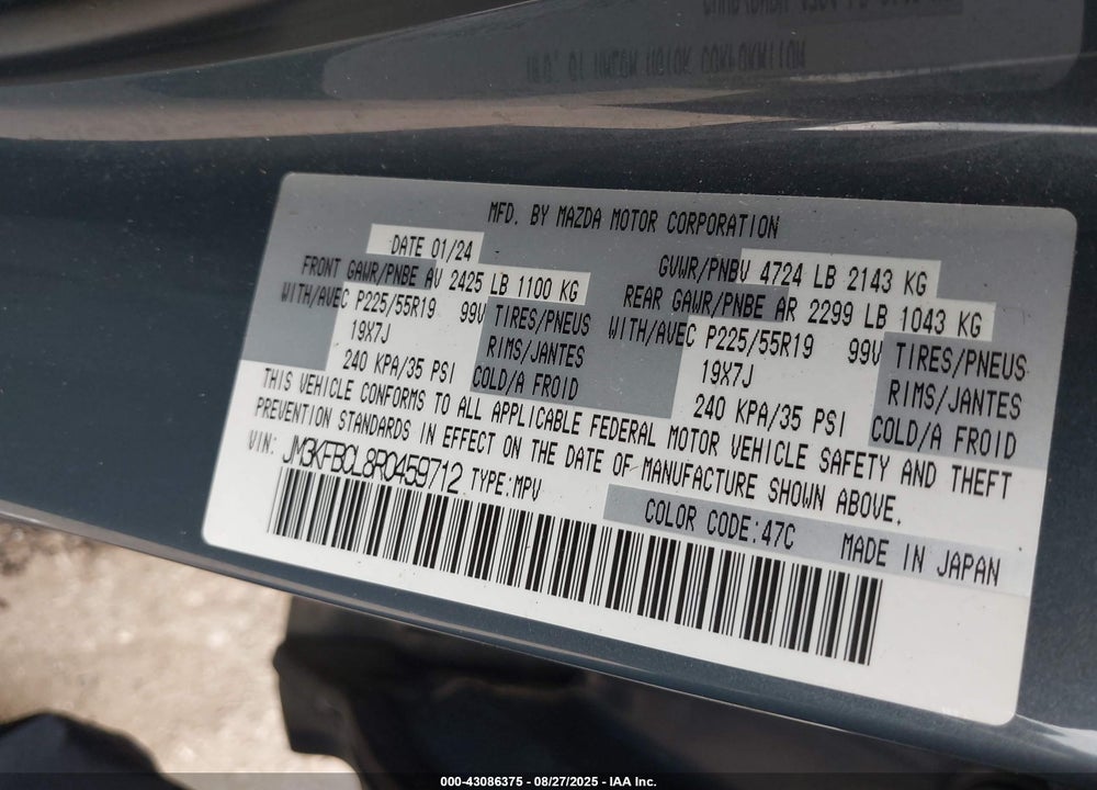 2024 MAZDA CX-5 VIN: JM3KFBCL8R0459712