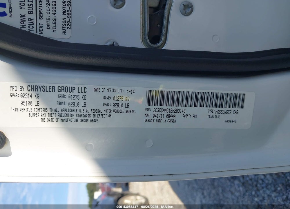 2014 CHRYSLER 300 VIN: 2C3CCAAG1EH283148