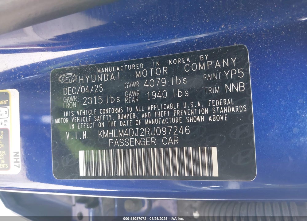 2024 HYUNDAI ELANTRA HYBRID VIN: KMHLM4DJ2RU097246