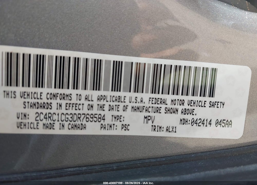 2013 CHRYSLER TOWN & COUNTRY TOURING-L VIN: 2C4RC1CG3DR769584