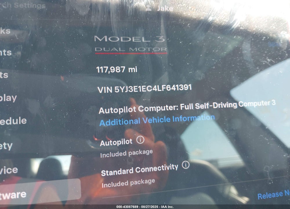 2020 TESLA MODEL 3 VIN: 5YJ3E1EC4LF641391