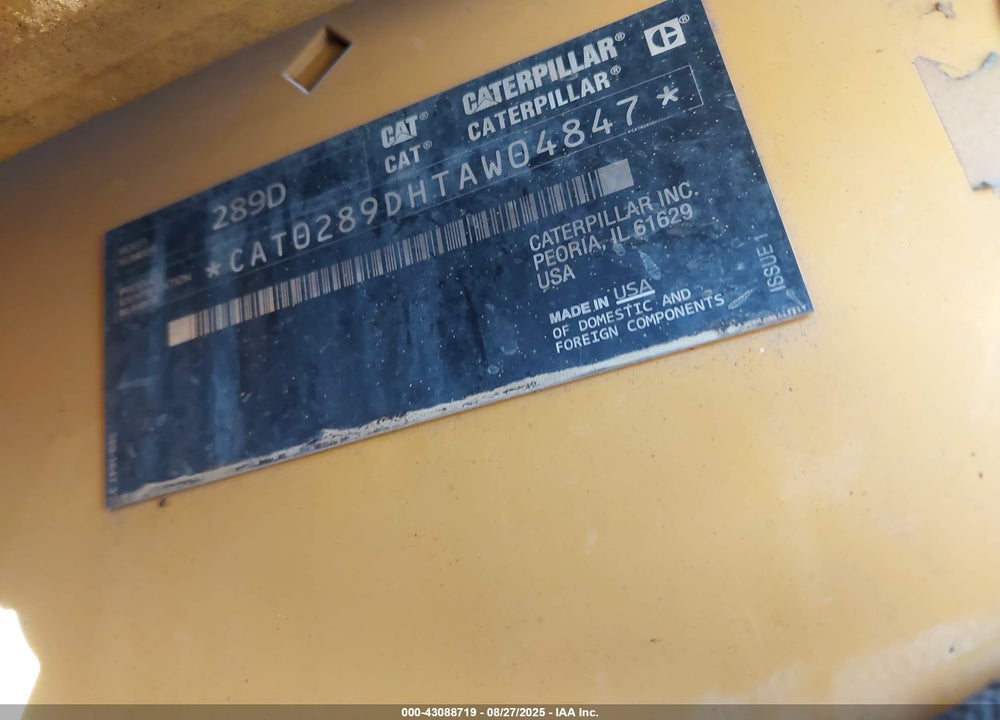 2017 CATERPILLAR 289D VIN: CAT0289DHTAW04847