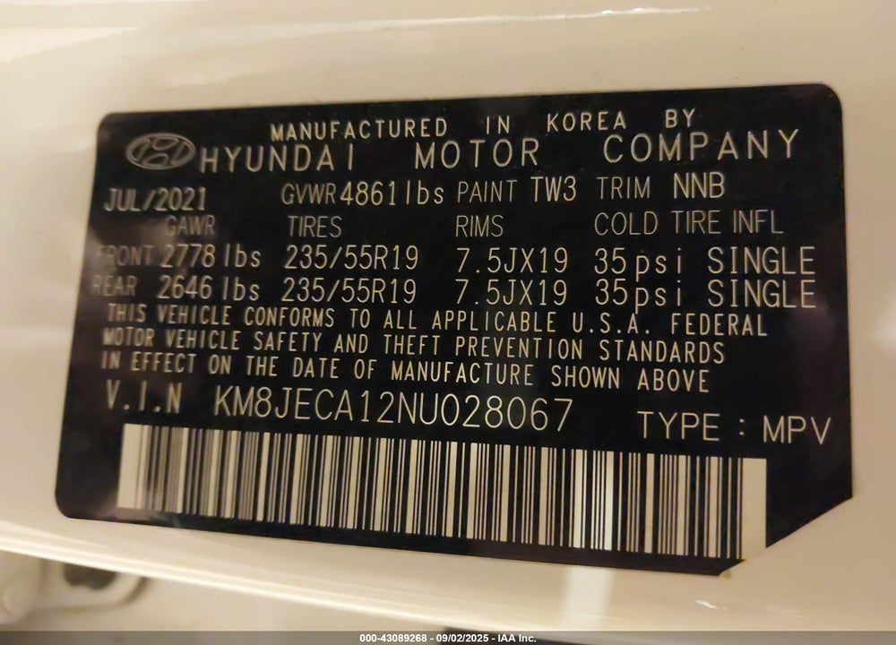 2022 HYUNDAI TUCSON HYBRID VIN: KM8JECA12NU028067