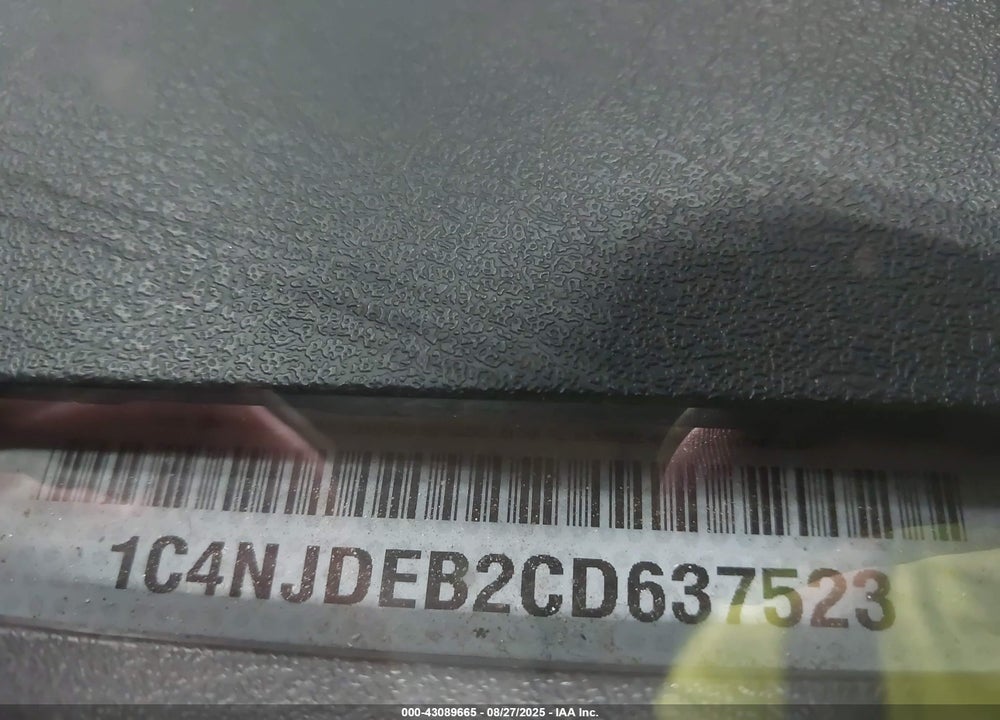 2012 JEEP COMPASS VIN: 1C4NJDEB2CD637523