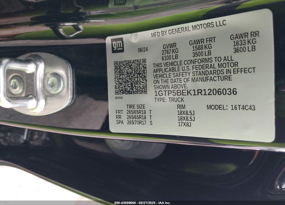 2024 GMC CANYON VIN: 1GTP5BEK1R1206036