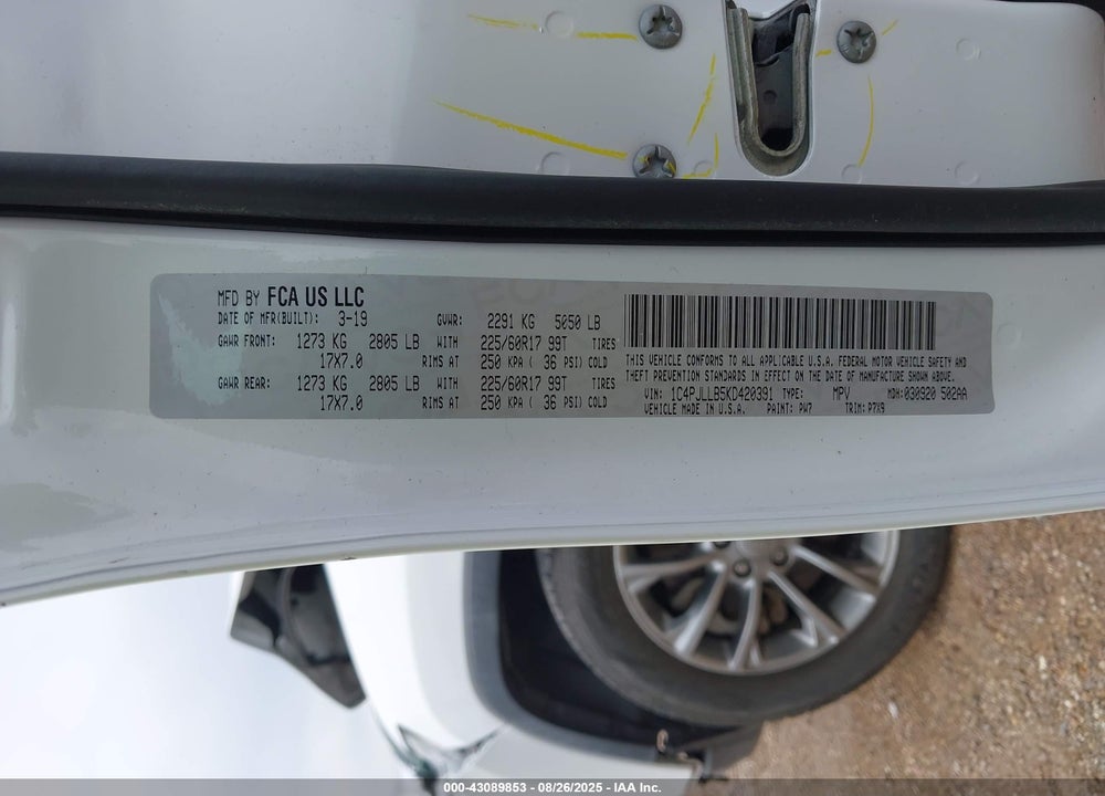2019 JEEP CHEROKEE VIN: 1C4PJLLB5KD420391