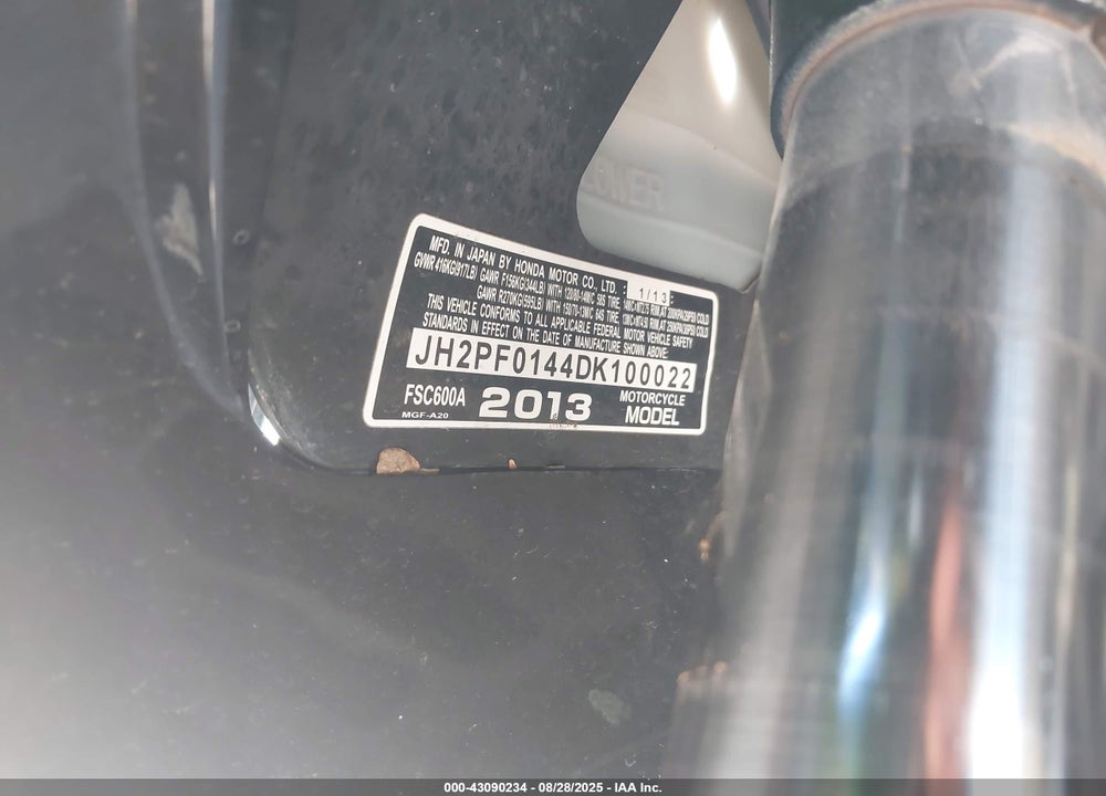 2013 HONDA FSC600 A VIN: JH2PF0144DK100022