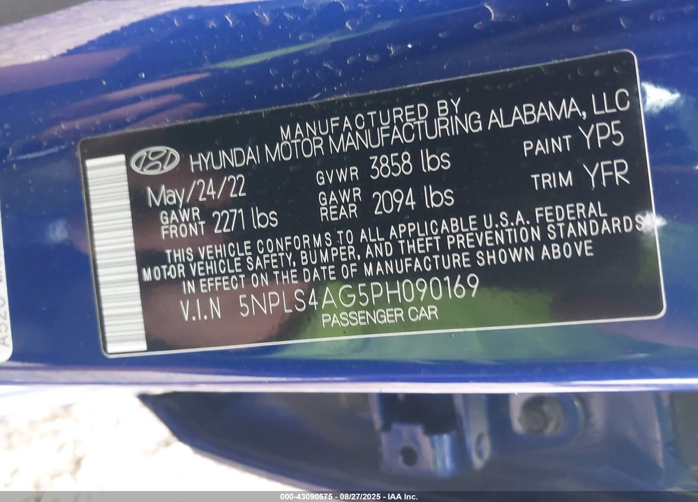 2023 HYUNDAI ELANTRA SEL VIN: 5NPLS4AG5PH090169