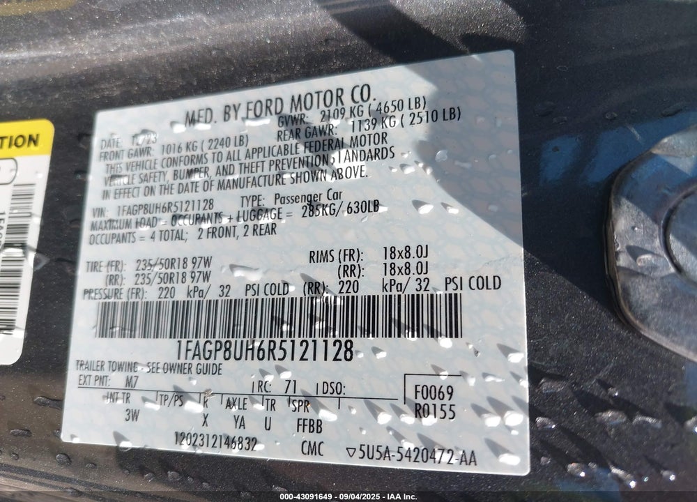 2024 FORD MUSTANG VIN: 1FAGP8UH6R5121128