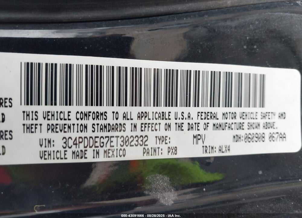 2014 DODGE JOURNEY R/T VIN: 3C4PDDEG7ET302332