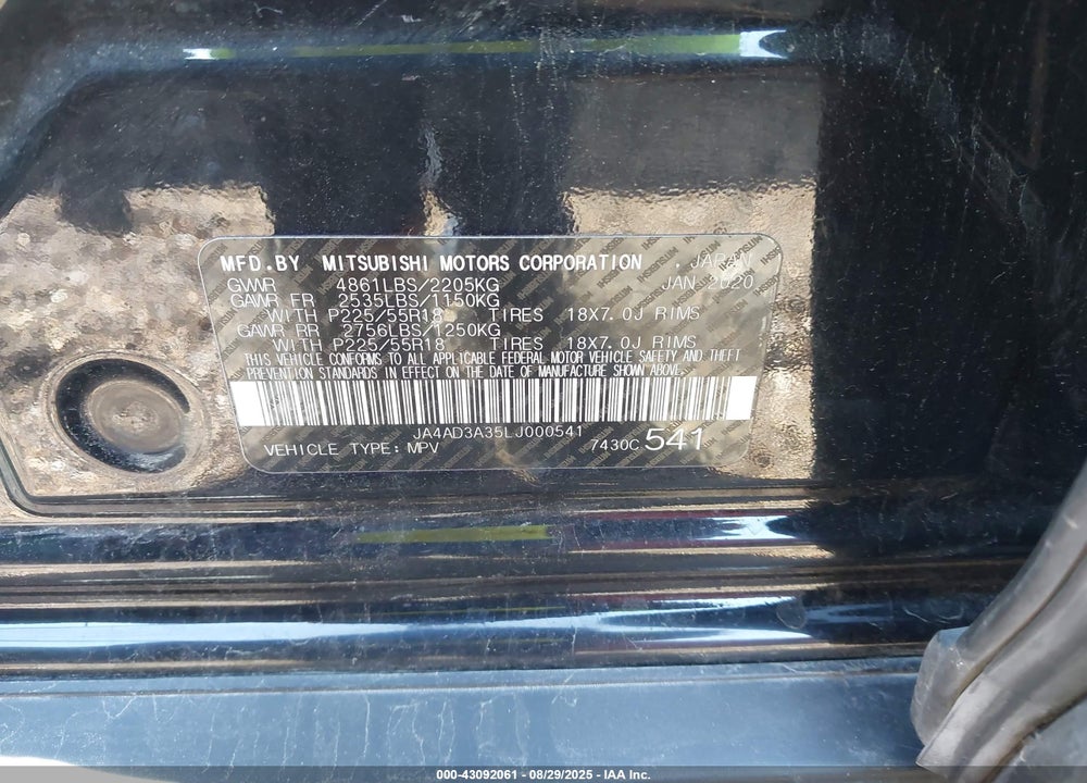 2020 MITSUBISHI OUTLANDER SEL 2.4 VIN: JA4AD3A35LJ000541