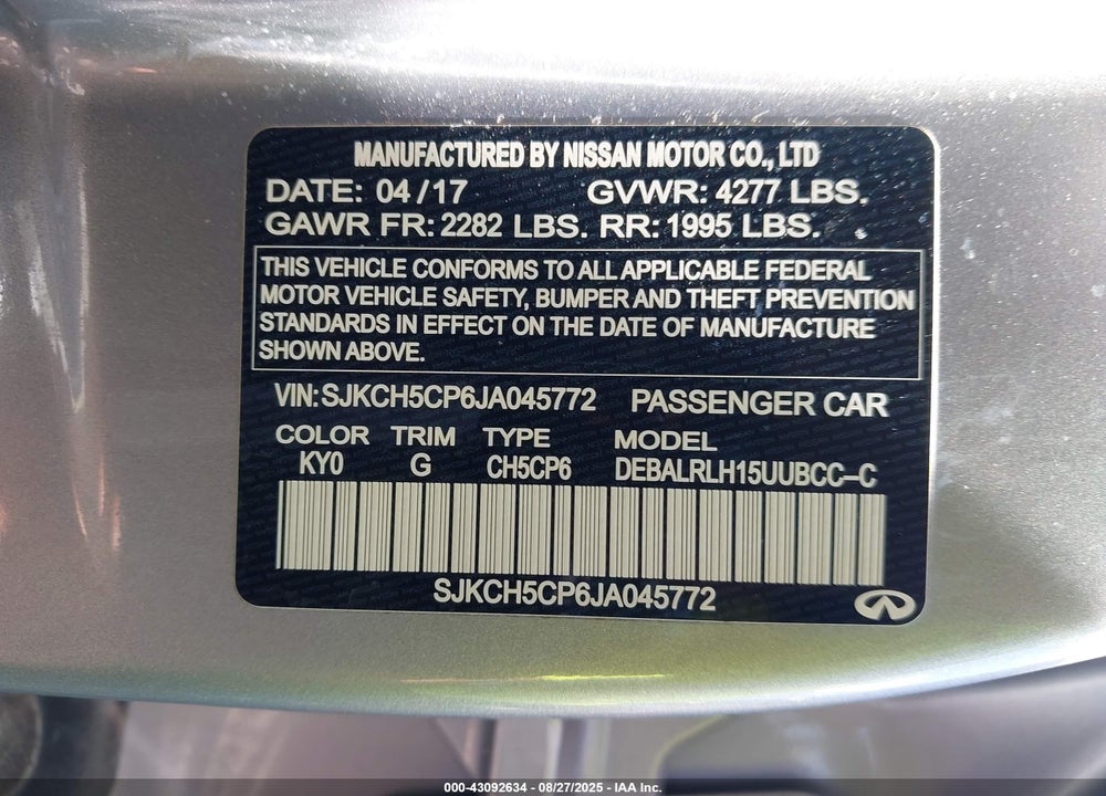 2018 INFINITI QX30 VIN: SJKCH5CP6JA045772