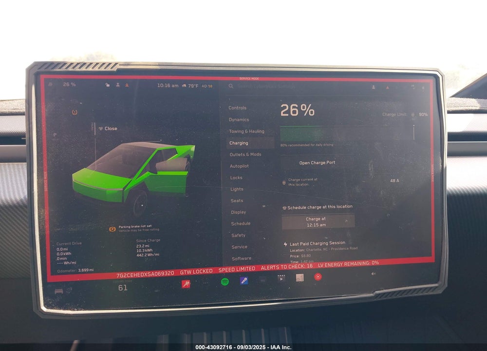 2025 TESLA CYBERTRUCK VIN: 7G2CEHEDXSA069320