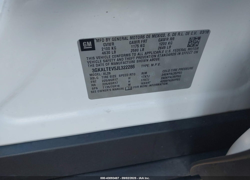 2018 GMC TERRAIN SLE VIN: 3GKALTEV5JL322286