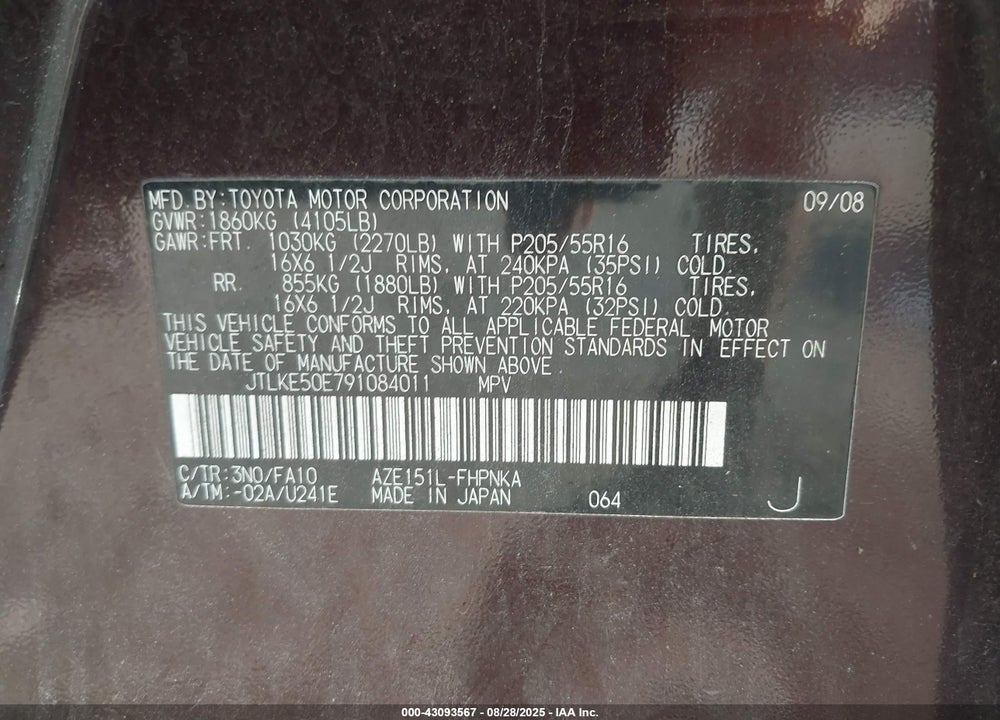 2009 SCION XB VIN: JTLKE50E791084011
