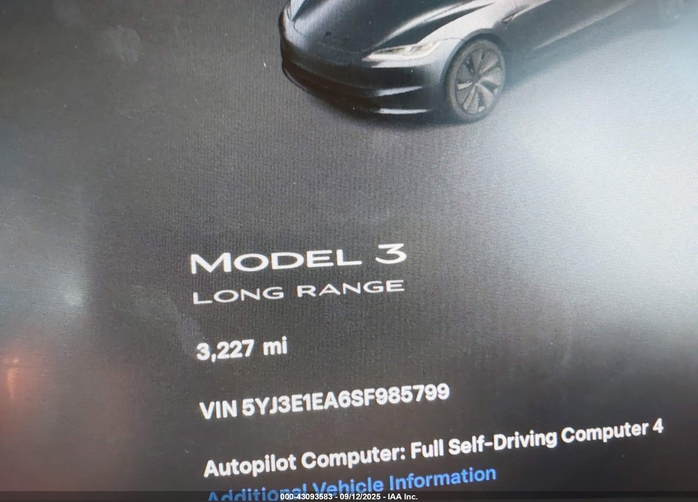 2025 TESLA MODEL 3 VIN: 5YJ3E1EA6SF985799