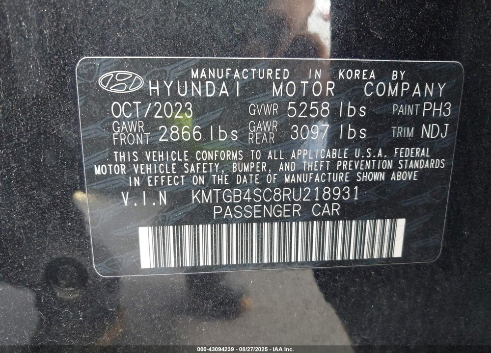 2024 GENESIS G80 2.5T AWD VIN: KMTGB4SC8RU218931