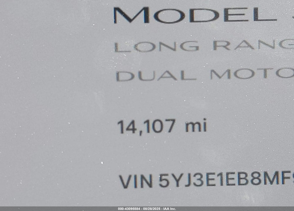 2021 TESLA MODEL 3 LONG RANGE DUAL MOTOR ALL-WHEEL DRIVE VIN: 5YJ3E1EB8MF998985