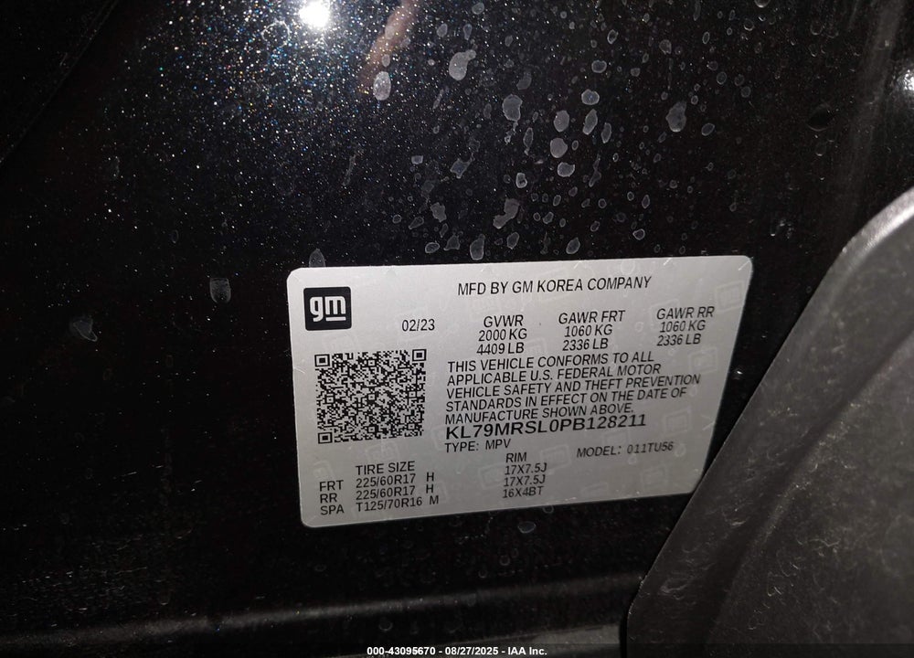 2023 CHEVROLET TRAILBLAZER VIN: KL79MRSL0PB128211