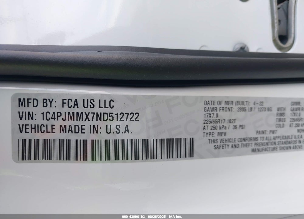 2022 JEEP CHEROKEE VIN: 1C4PJMMX7ND512722