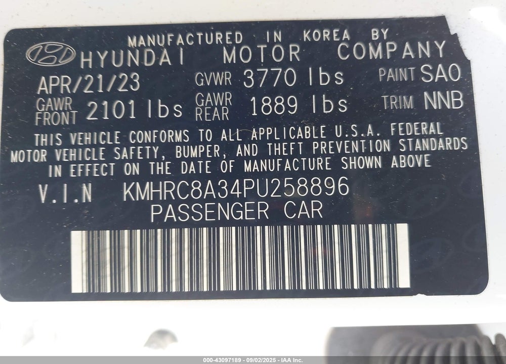 2023 HYUNDAI VENUE LIMITED VIN: KMHRC8A34PU258896