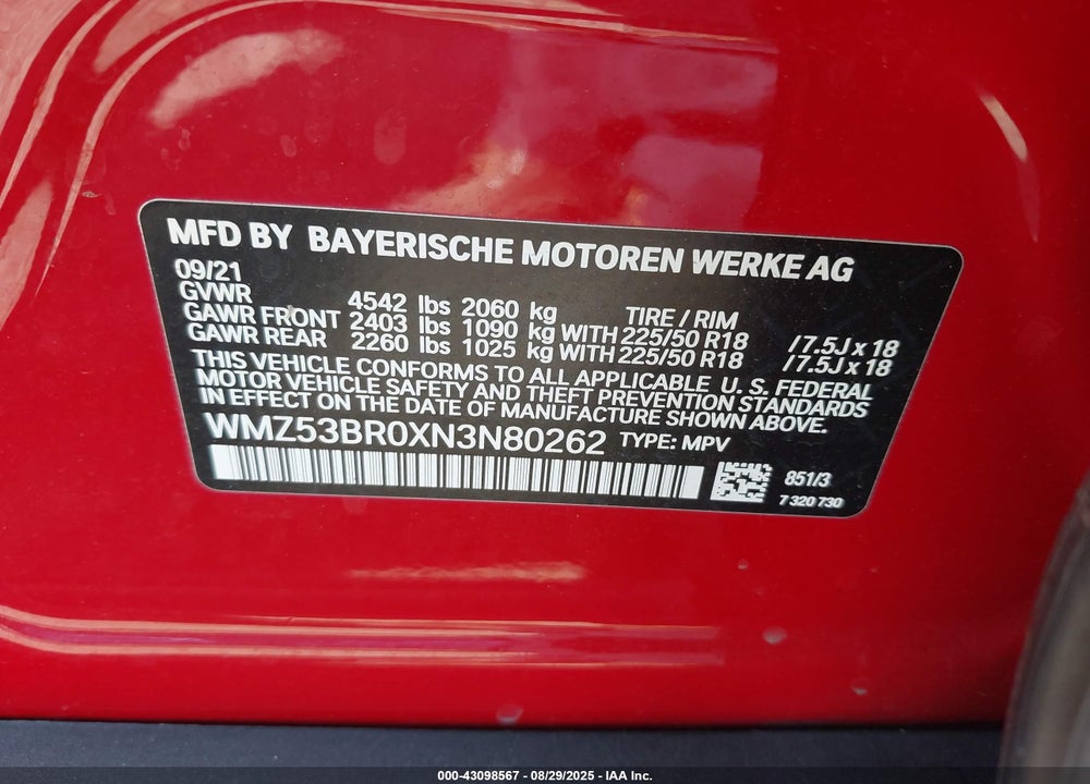 2022 MINI COUNTRYMAN COOPER S VIN: WMZ53BR0XN3N80262