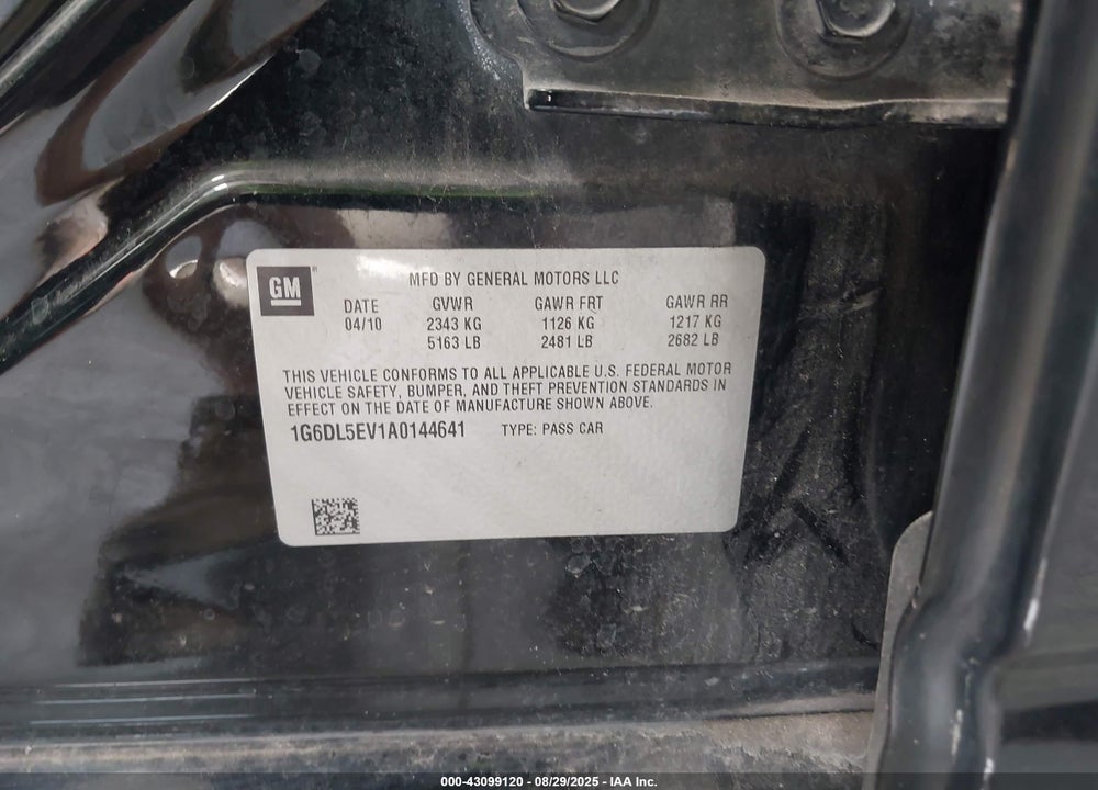 2010 CADILLAC CTS VIN: 1G6DL5EV1A0144641