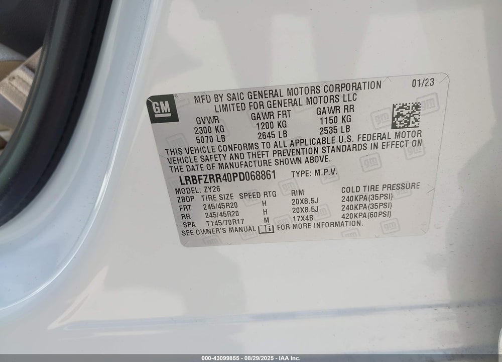 2023 BUICK ENVISION VIN: LRBFZRR40PD068861