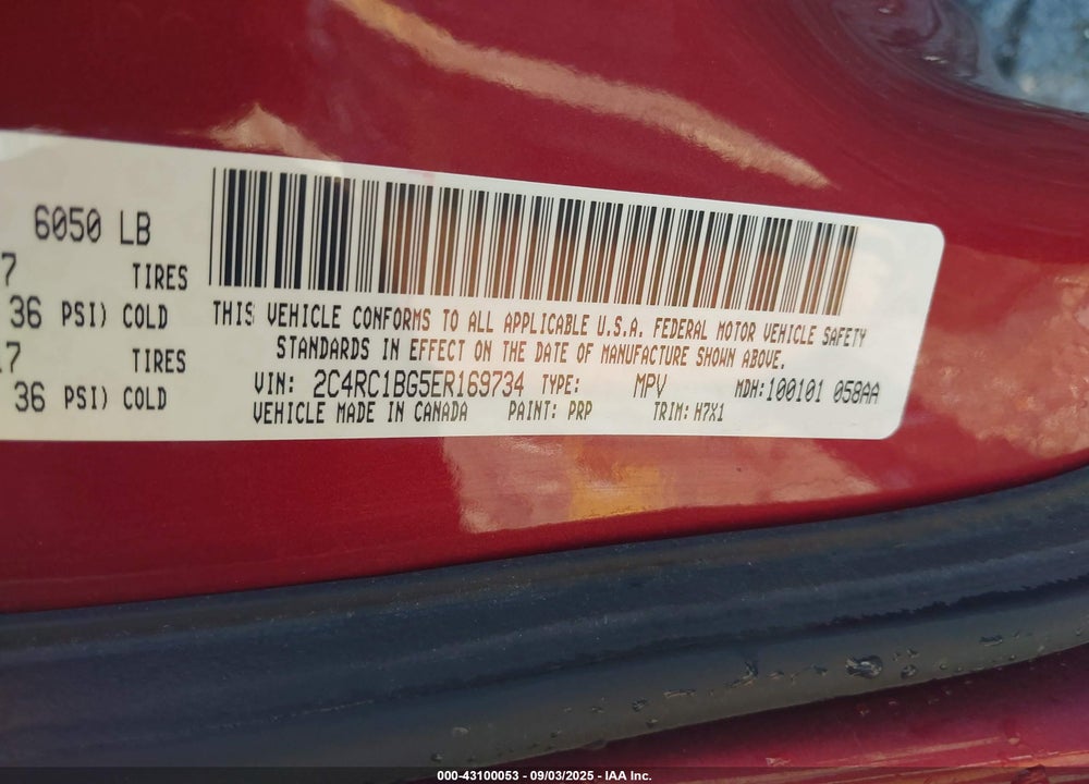2014 CHRYSLER TOWN & COUNTRY TOURING VIN: 2C4RC1BG5ER169734