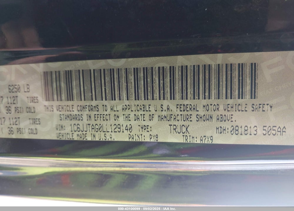 2020 JEEP GLADIATOR SPORT S 4X4 VIN: 1C6JJTAG0LL129140