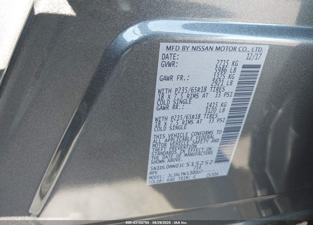2018 INFINITI QX60 VIN: 5N1DL0MN0JC515252