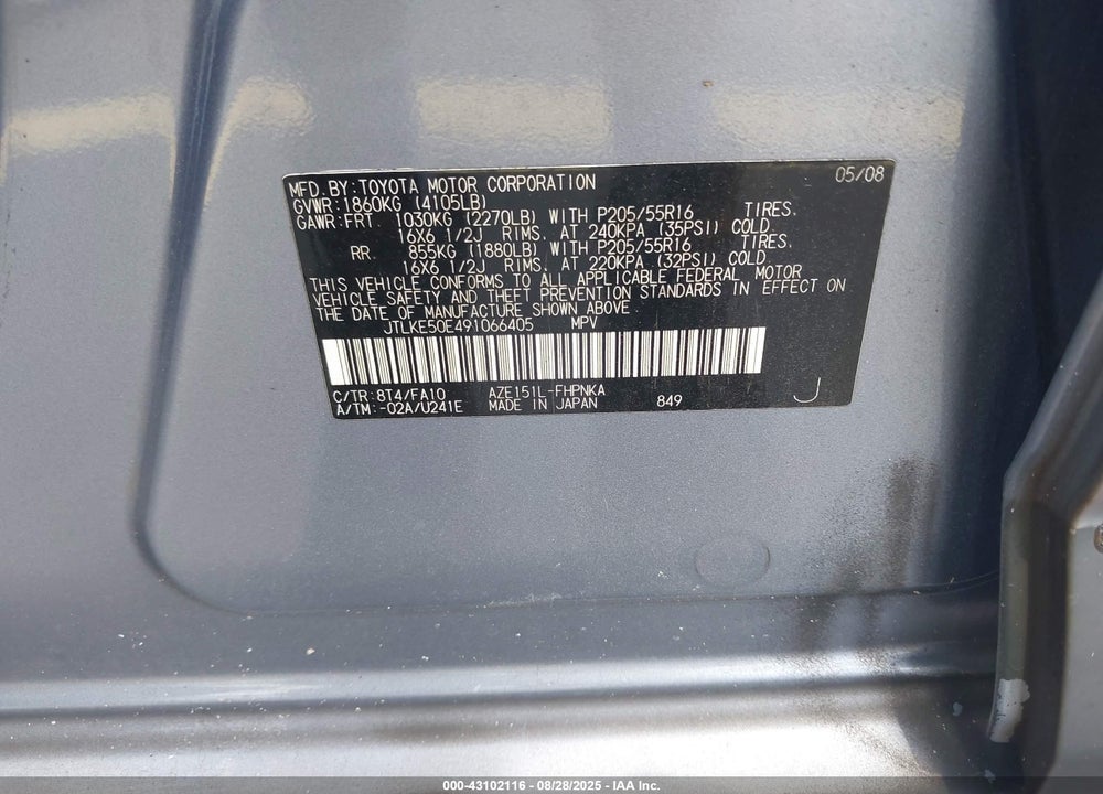 2009 SCION XB VIN: JTLKE50E491066405