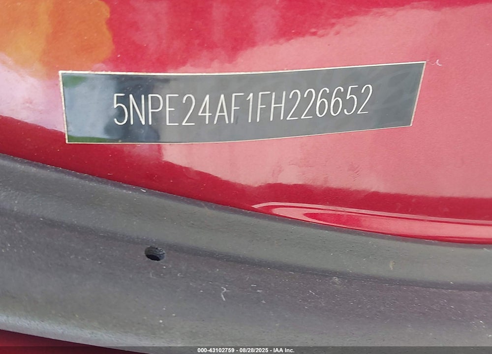 2015 HYUNDAI SONATA SE VIN: 5NPE24AF1FH226652