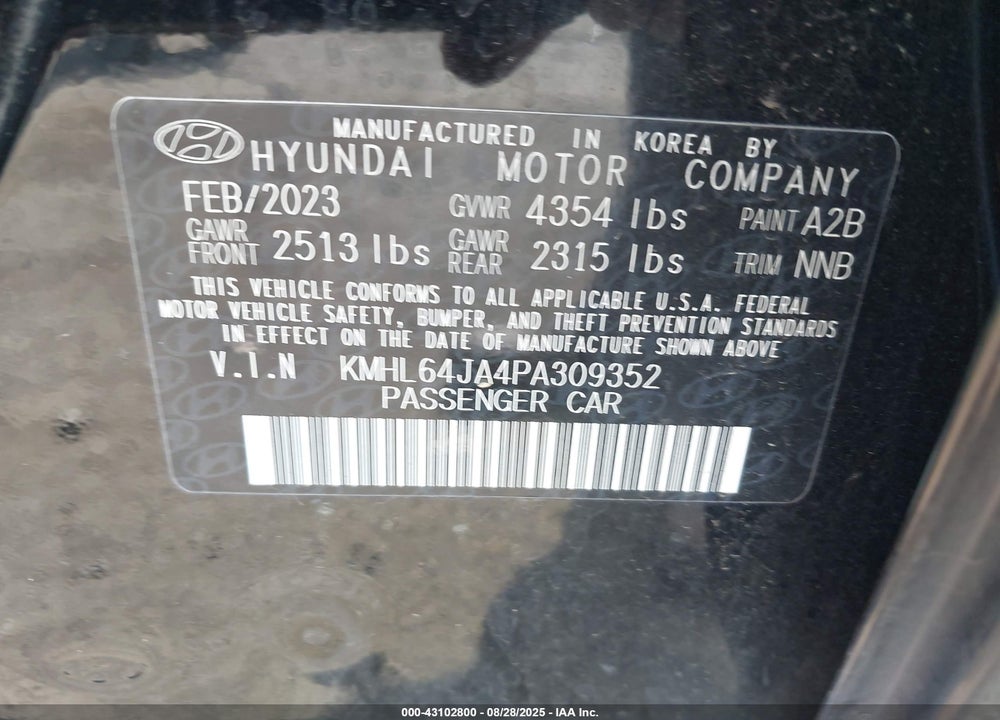 2023 HYUNDAI SONATA VIN: KMHL64JA4PA309352