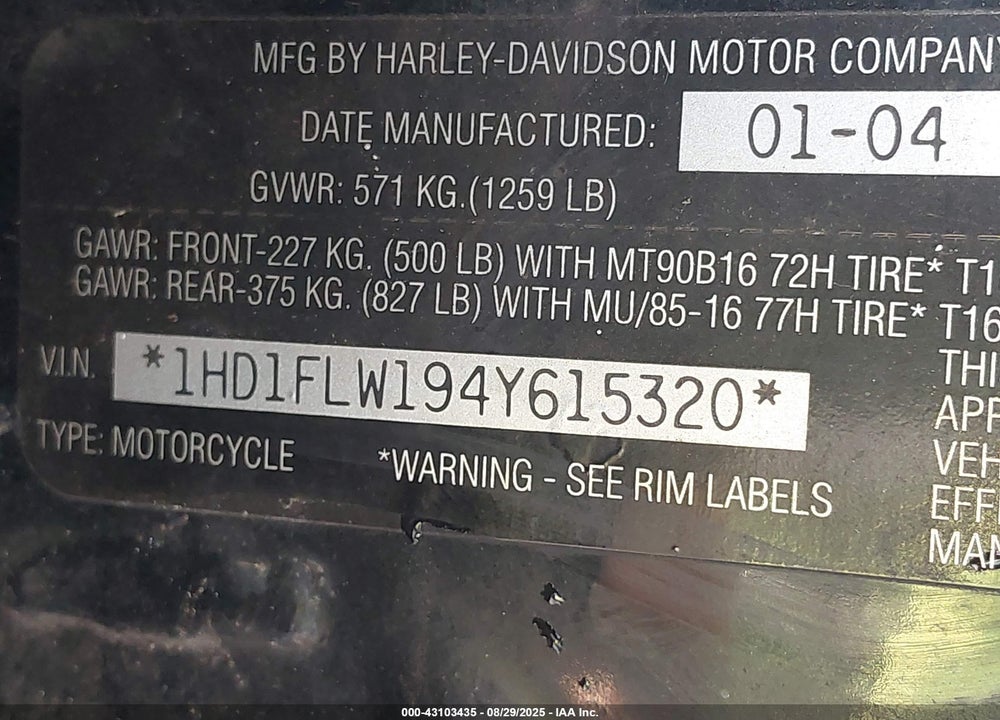 2004 HARLEY-DAVIDSON FLHTCUI SHRINE VIN: 1HD1FLW194Y615320