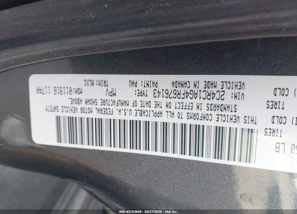 2015 CHRYSLER TOWN & COUNTRY LX VIN: 2C4RC1AG4FR676143
