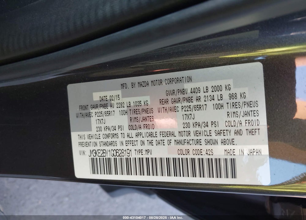 2016 MAZDA CX-5 VIN: JM3KE2BY1G0628191