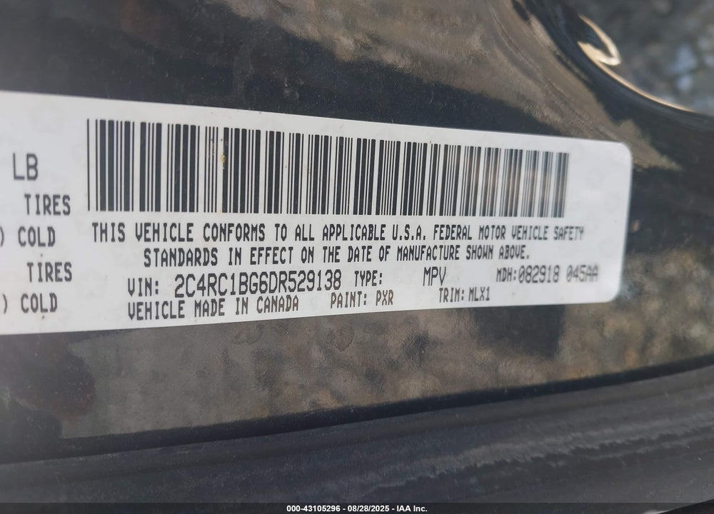 2013 CHRYSLER TOWN & COUNTRY VIN: 2C4RC1BG6DR529138