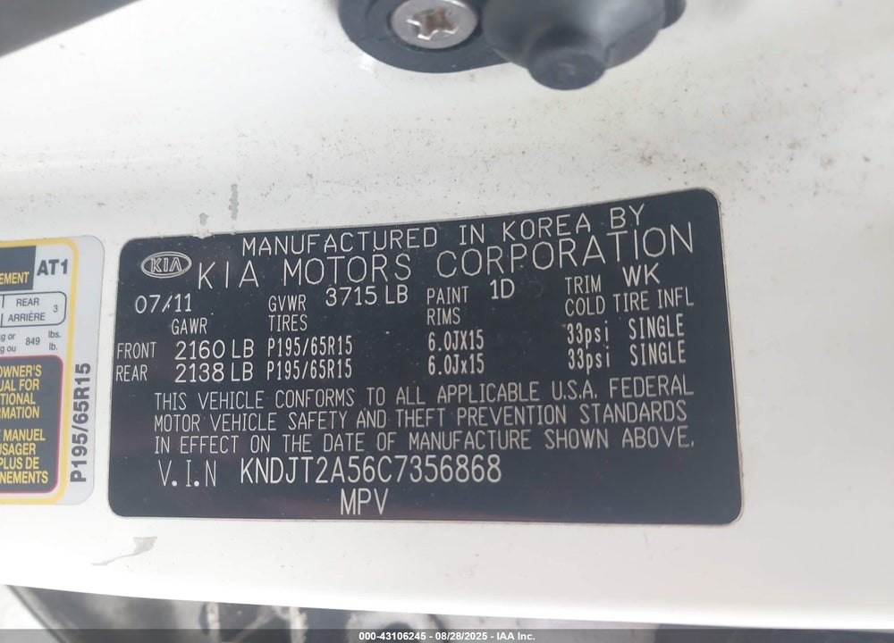 2012 KIA SOUL VIN: KNDJT2A56C7356868