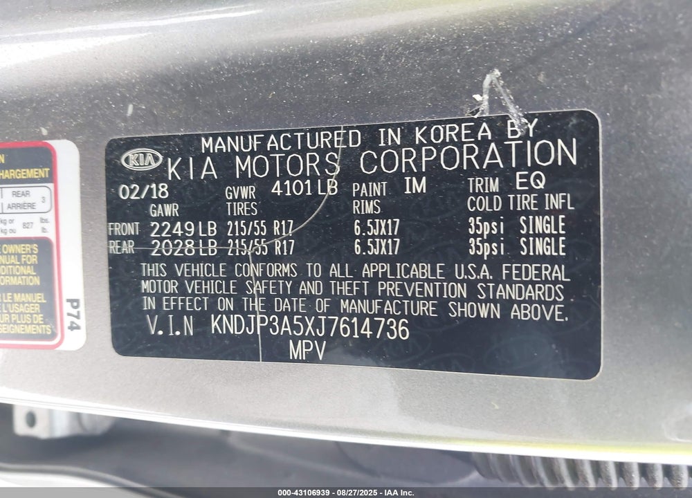 2018 KIA SOUL VIN: KNDJP3A5XJ7614736