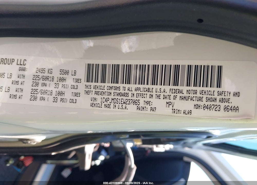 2014 JEEP CHEROKEE VIN: 1C4PJMDS1EW237065