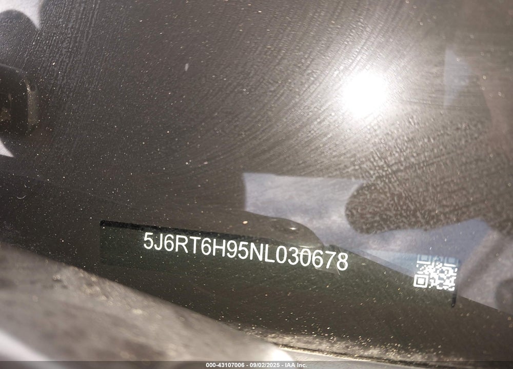 2022 HONDA CR-V VIN: 5J6RT6H95NL030678