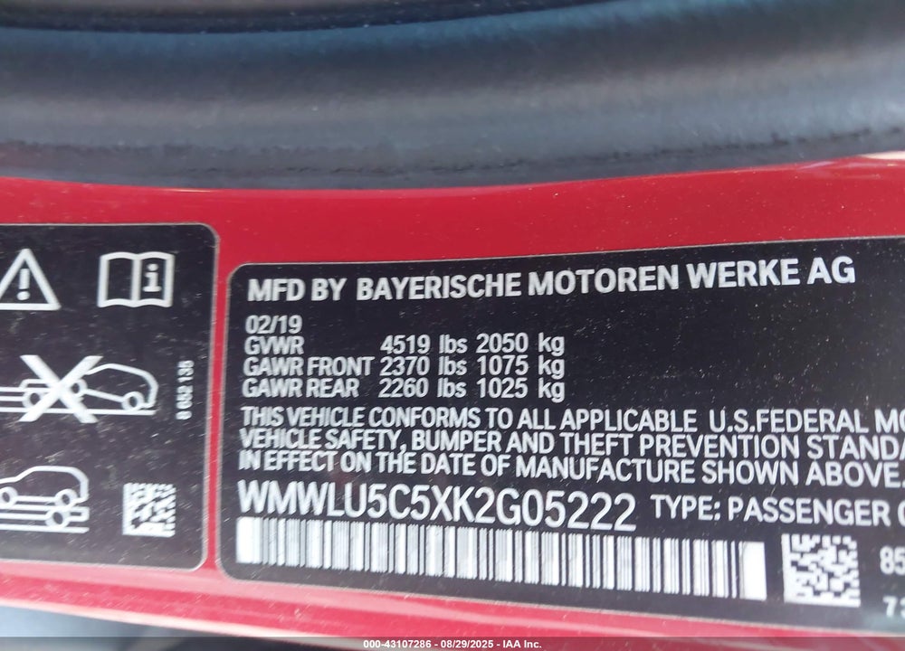 2019 MINI CLUBMAN COOPER S VIN: WMWLU5C5XK2G05222